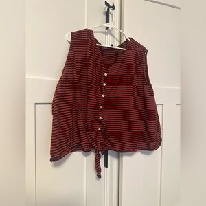 Talbots Red and Black Striped cropped Tank Top